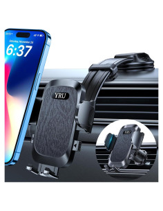 Soporte de Teléfono para Auto YRU 2025 Negro Ajustable 360