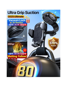 Soporte de Teléfono para Auto YRU 2025 Negro Ajustable 360 2