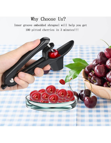 Deshuesador de Cereza Jusanice Acero Inoxidable Negro