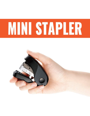 Grapadora Mini Flat Clinch MAX HD-10FL3, Negro, 113g