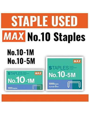 Grapadora Mini Flat Clinch MAX HD-10FL3, Negro, 113g