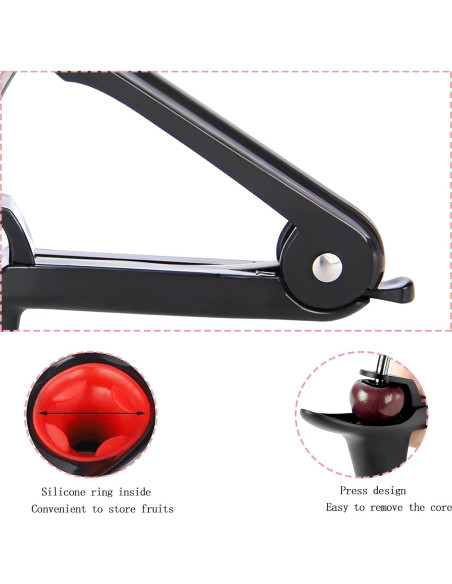 Deshuesador de Cereza Jusanice Acero Inoxidable Negro Deshuesador de Cereza Jusanice Acero Inoxidable Negro
