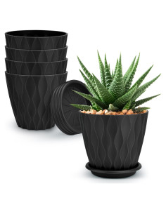 Macetas para Flores YNNICO 10 cm Paquete de 5 con Drenaje