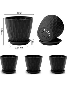 Macetas para Flores YNNICO 10 cm Paquete de 5 con Drenaje 2