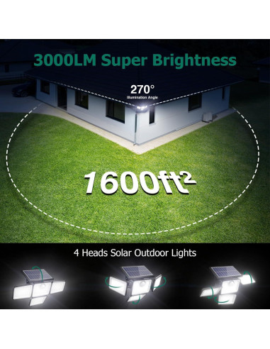 Luces Solares Exteriores 3000LM Omibee con Sensor de Movimiento