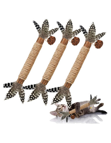 Juguetes para Gatos GREMBEB 3 en 1 con Plumas y Catnip