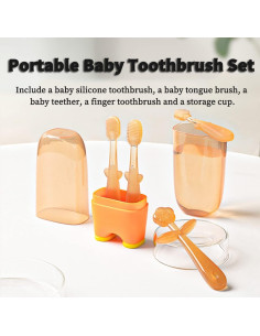 Juego de Cepillos de Dientes FOKiiBO para Bebés 0-18M Azul 2