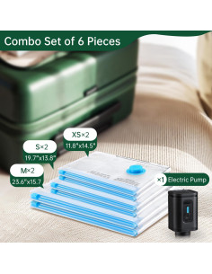 Bolsas de Vacío para Viaje Brodi 6 Piezas con Bomba Eléctrica 2