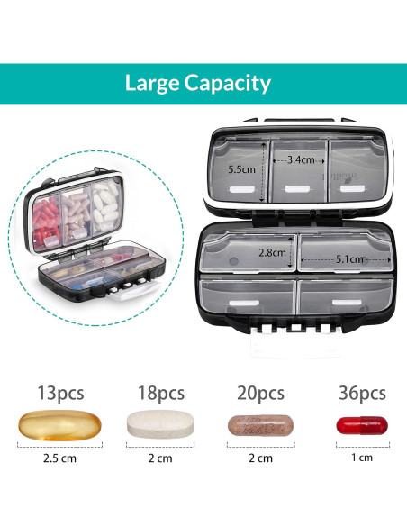 Organizador de Pastillas Portátil Fullicon Mediano 7 Compartimentos Organizador de Pastillas Portátil Fullicon Mediano 7 Compartimentos