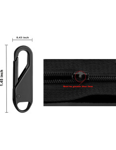 Kit 6 PCS Tiradores de Cremallera Lgooiin Negro Plateado 2