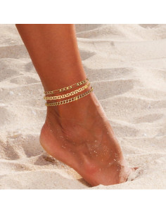 Set de Tobilleras de Oro 14K XIANNVXI 3 Piezas Hipoalergénicas 2