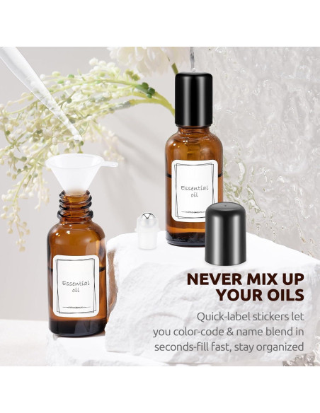 Paquete de 4 botellas de vidrio ámbar 30 ml Bofessor con rodillos Paquete de 4 botellas de vidrio ámbar 30 ml Bofessor con rodillos