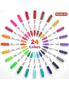 Set de 24 Marcadores Permanentes Shuttle Art Punta Fina Multicolor 2
