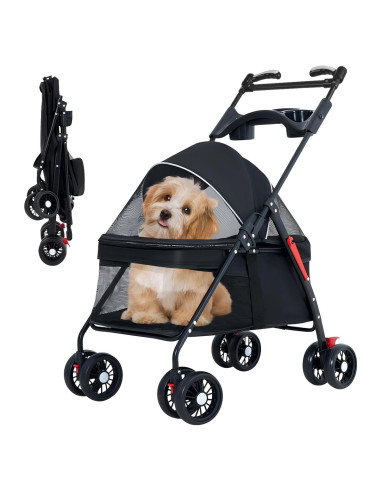 Carrito Plegable para Perros y Gatos OMDOCA 18 kg Negro
