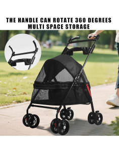 Carrito Plegable para Perros y Gatos OMDOCA 18 kg Negro 2