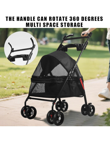 Carrito Plegable para Perros y Gatos OMDOCA 18 kg Negro