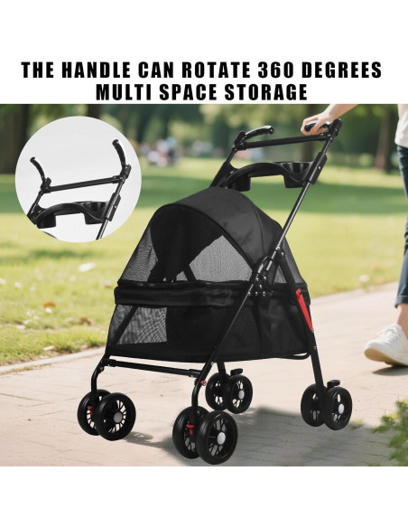 Carrito Plegable para Perros y Gatos OMDOCA 18 kg Negro