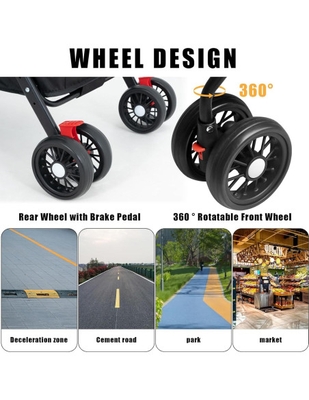 Carrito Plegable para Perros y Gatos OMDOCA 18 kg Negro