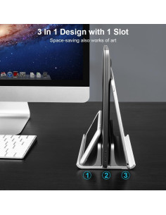 Soporte Vertical para Laptop Vaydeer 3-en-1 Aluminio Plata 2
