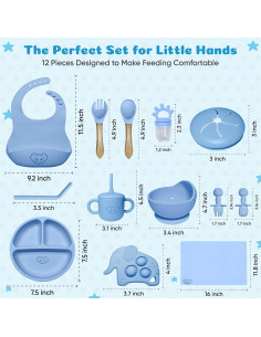 Juego de Alimentación de Silicona Eight4you - 12 Piezas para Bebés 2