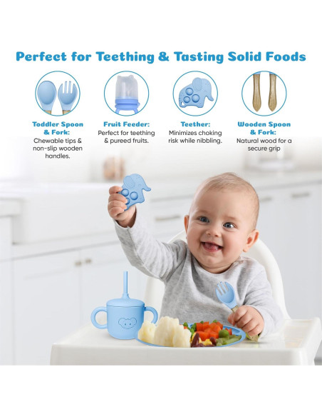 Juego de Alimentación de Silicona Eight4you - 12 Piezas para Bebés