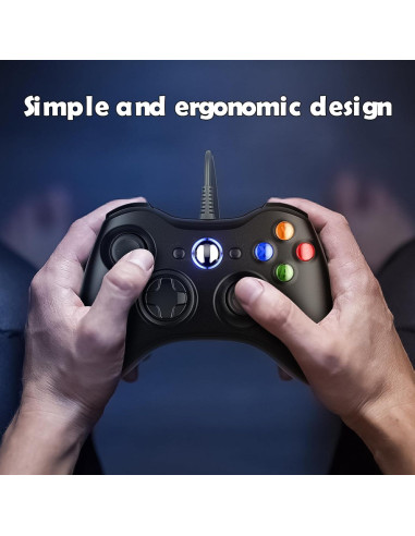Controlador con Cable LENISUOLE para PC y Xbox 360 - Joystick Mejorado