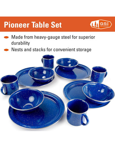 Conjunto de Mesa de Camping GSI Outdoors 12 Piezas Azul