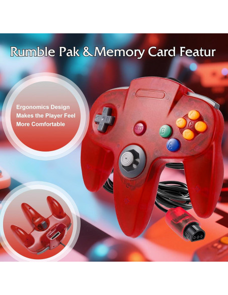 Controlador Retro KIWITATA para Nintendo 64 con Cable 1.83m