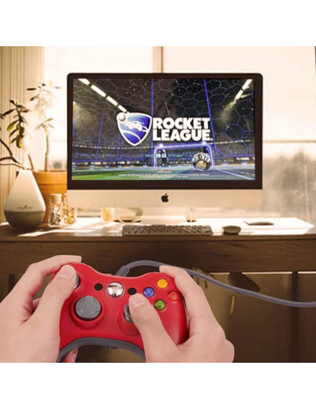 Gamepad USB con Cable USonline911 para Xbox 360 y PC Rojo