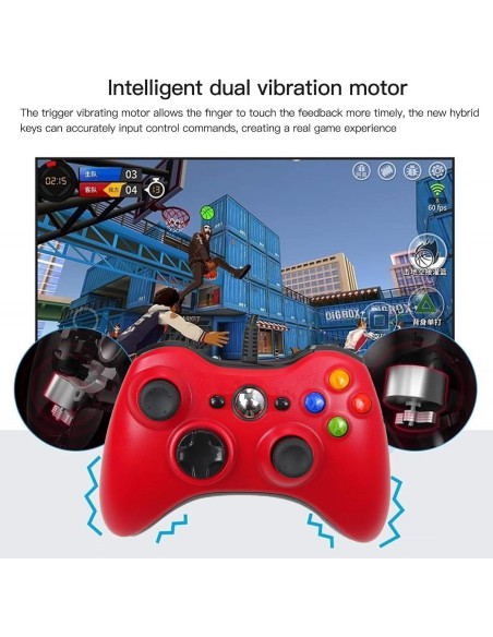 Gamepad USB con Cable USonline911 para Xbox 360 y PC Rojo