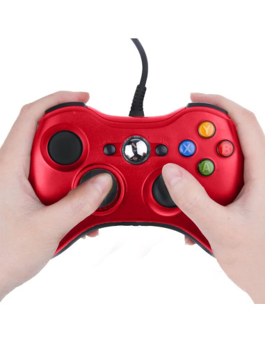 Gamepad USB con Cable USonline911 para Xbox 360 y PC Rojo