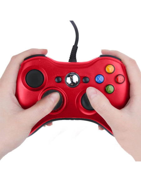 Gamepad USB con Cable USonline911 para Xbox 360 y PC Rojo