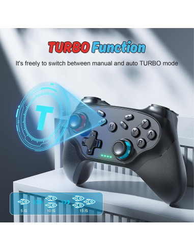 Controlador inalámbrico Nonbliep para Nintendo Switch - Negro