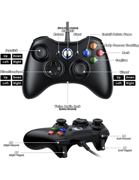 Controlador Xbox 360 Conectado LENISUOLE para PC - Joystick Mejorado