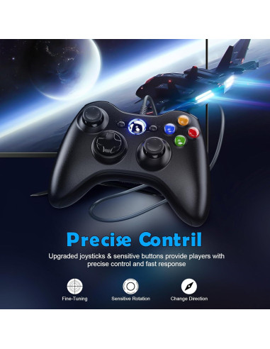 Controlador Xbox 360 Conectado LENISUOLE para PC - Joystick Mejorado