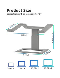 Soporte Ajustable para Laptop SOUNDANCE LSA3 Aluminio Gris 2