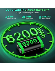 Paquete de Baterías Recargables 6200mWh DINOSTRIKE para Xbox 2