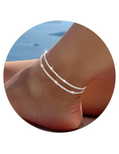 Pulsera de Tobillo Koperin Plateada Impermeable con Colgante