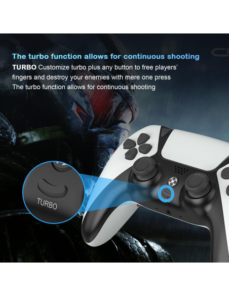 Controlador Inalámbrico ZawWont para PS4, Blanco, Joystick Anti-Deriva
