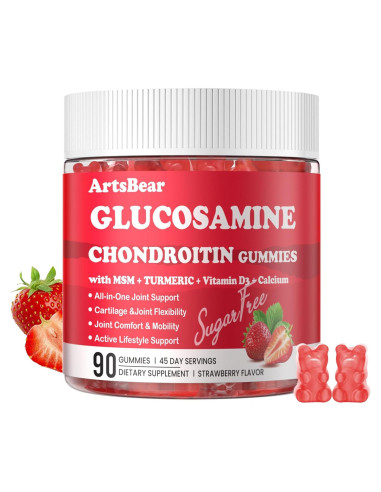 Gomitas de Glucosamina y Condroitina ArtsBear 90 Unidades Sabor Fresa
