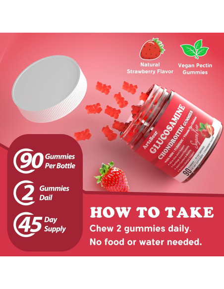 Gomitas de Glucosamina y Condroitina ArtsBear 90 Unidades Sabor Fresa Gomitas de Glucosamina y Condroitina ArtsBear 90 Unidades Sabor Fresa