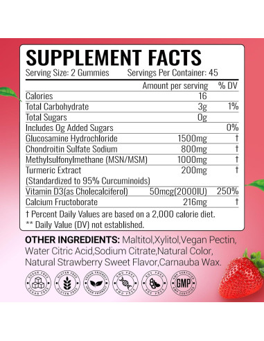 Gomitas de Glucosamina y Condroitina ArtsBear 90 Unidades Sabor Fresa