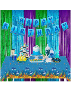 Paquete de 2 Cortinas de Papel Metalizado Verde Azul Púrpura 200x300cm 2