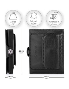 Billetera de Cuero Unisex TRUSADOR Valencia Compacta RFID Negra 2