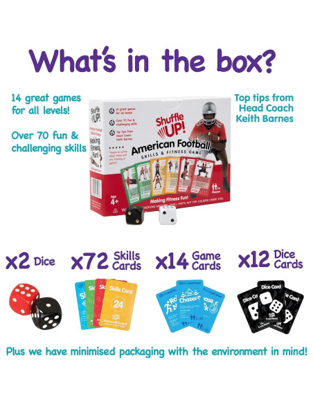 Juego de Cartas de Fútbol Americano Shuffle Up - 72 Tarjetas