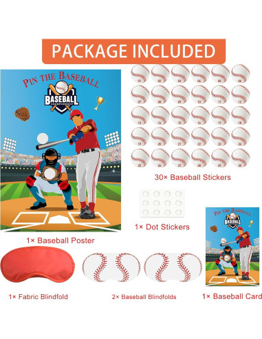 Juego de Fiesta Béisbol PLULON con Póster y Stickers