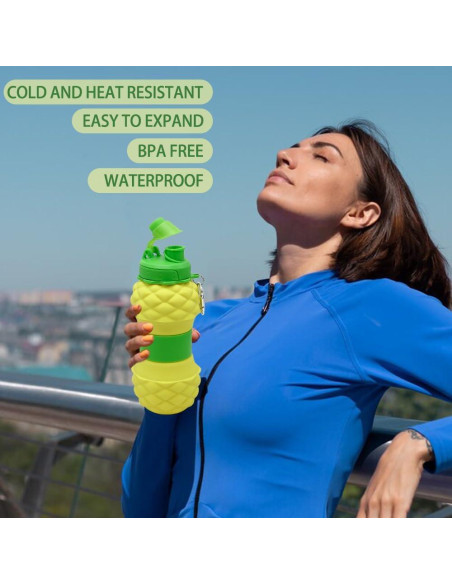 Botella de Agua Plegable WATMHHJQ 500ml a Prueba de Fugas