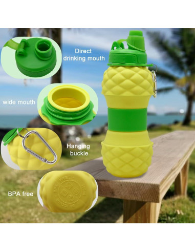 Botella de Agua Plegable WATMHHJQ 500ml a Prueba de Fugas