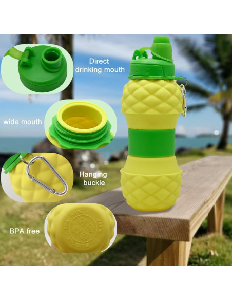 Botella de Agua Plegable WATMHHJQ 500ml a Prueba de Fugas