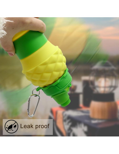 Botella de Agua Plegable WATMHHJQ 500ml a Prueba de Fugas